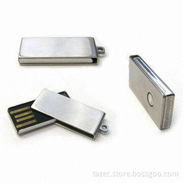 Mini Metal USB Flash Drives with Chain and 64MB to 8GB Memory Capacity